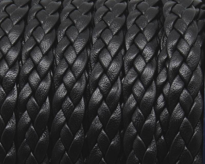 Bolo Braided Flat Leather Cord. 9x2mm. Black. Best Quality.