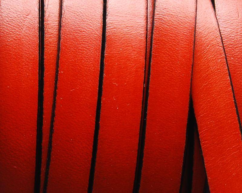 Flat Leather cord 10x1.5mm. Orange&B. Best Quality.