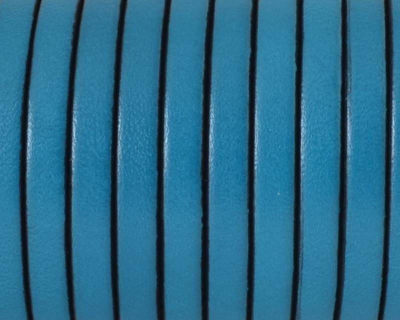 Flat Leather cord. 5x1.5mm. Blue&B. Best Quality.