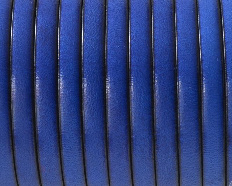 Flat Leather cord. 5x1.5mm. Blue. Best Quality.