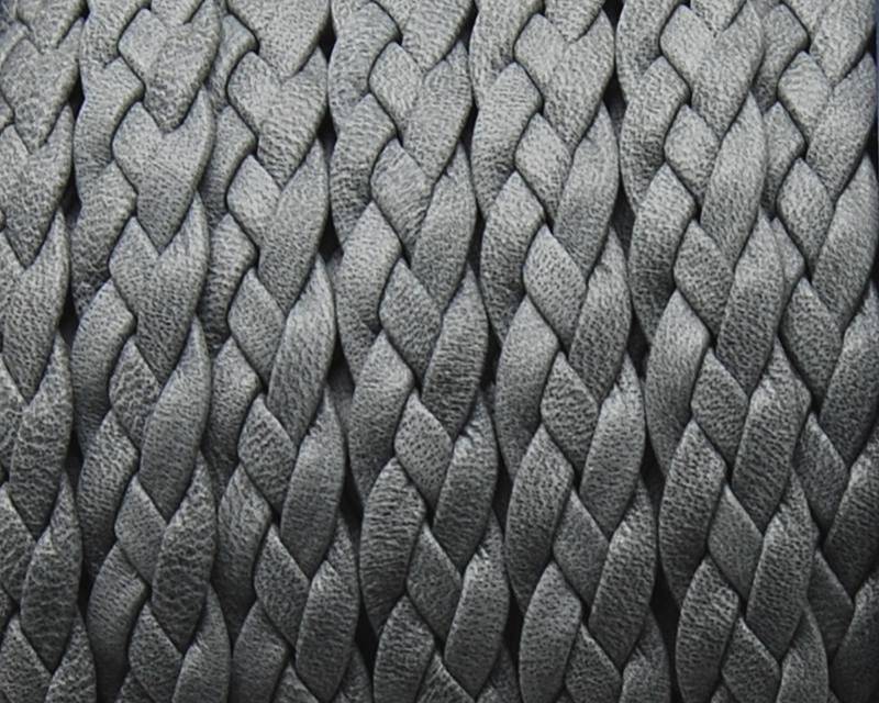 Bolo Braided Flat Leather Cord. 9x2mm. grey Matt. Best Quality.
