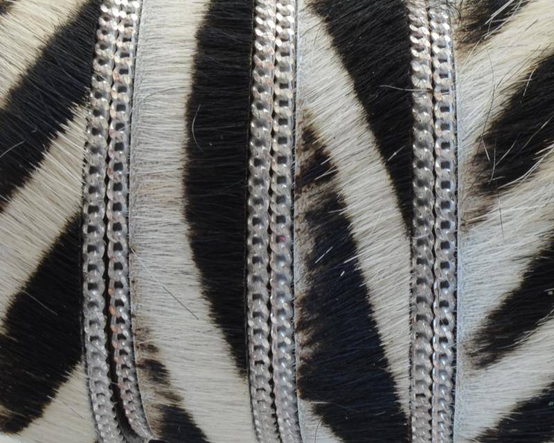 Zebra Flat Leather cord. 15mm. With chain.
