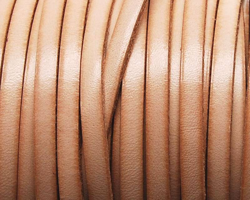 Flat Leather cord. 5x1.5mm. Natural. Best Quality. .