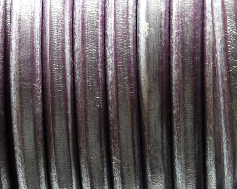REGALIZ Leather cord. Oval 10x6mm. Metal Lilac. BEST QUAL.