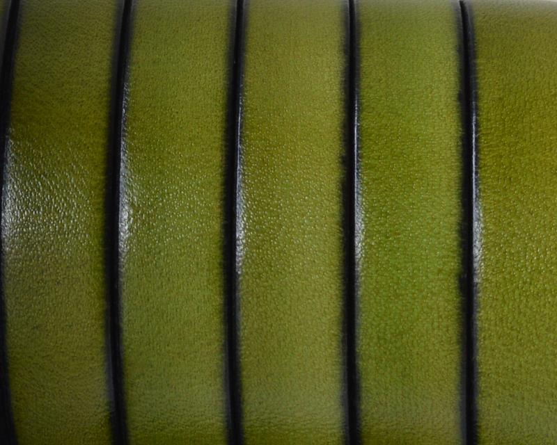 Flat Leather cord. 10x1.5mm. Green. Best Quality.