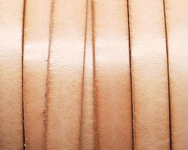 Flat Leather cord. 10x1.5mm. Natural. Best Quality.