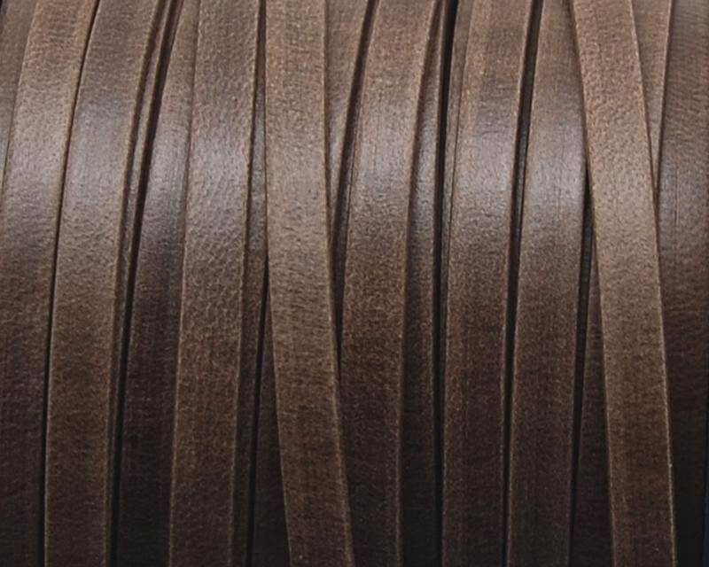 Flat Leather cord. 5x1.5mm. Dark brown mat. Best qual.