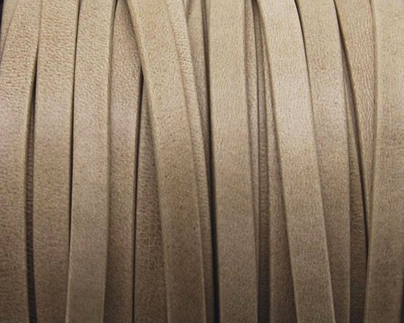 Flat Leather cord. 5x1.5mm. Beige Mat. Best Quality.