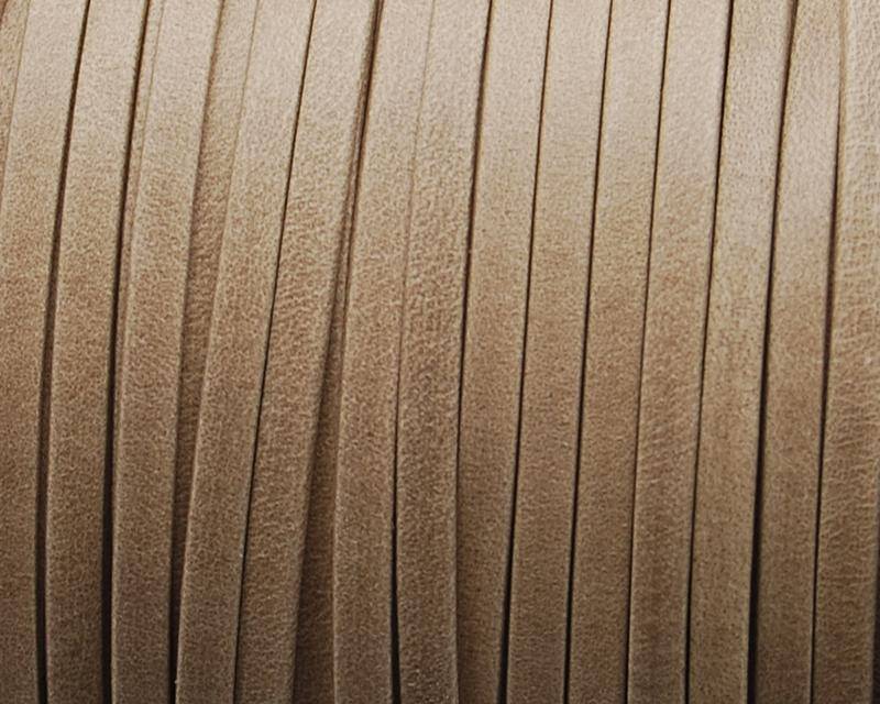 Flat Leather cord. 3x1mm. Beige matt. Best Quality.