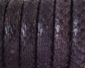 Python skin Leather cord. Half Round. 10x5mm. Violet.