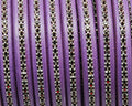 REGALIZ Leather cord with strass. Oval 10x6mm. Purple-s.dark Red.