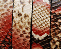 Imitation Snake skin. Flat. 15x2.5mm. Red.