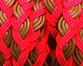 Bolo Braided Flat Leather Cord. 10x2mm. Fuchsia-natural