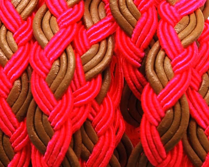 Bolo Braided Flat Leather Cord. 10x2mm. Fuchsia-natural