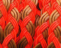 Bolo Braided Flat Leather Cord. 10x2. Orange-natural.