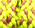 Bolo Braided Flat Leather Cord. 10x2mm. Yellow-natural.