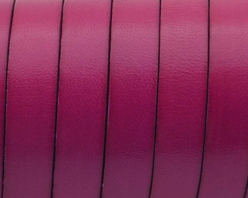 Flat Leather cord. 10x1.5mm. Fuchsia.