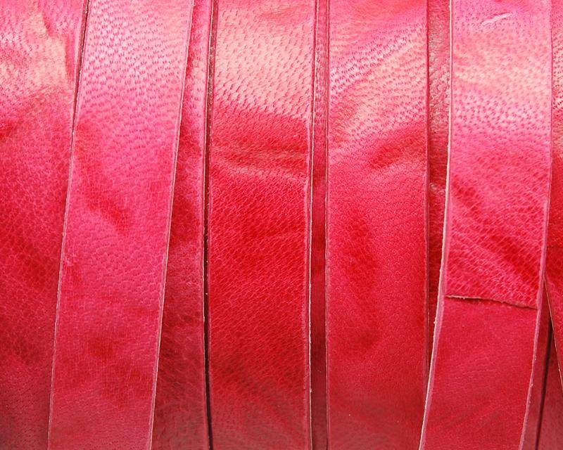 Flat Leather cord. 13x2mm. Vintage. Red. Best Quality.