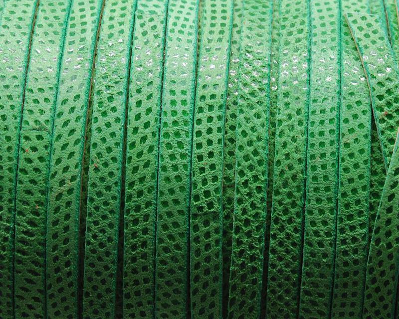 Suede Leather cord. Luxus. Flat. 6x2mm. Green. Best.