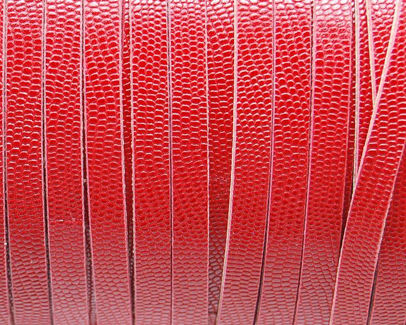 Flat Leather cord. 3x2mm. Engraved. Red. Best Quality.