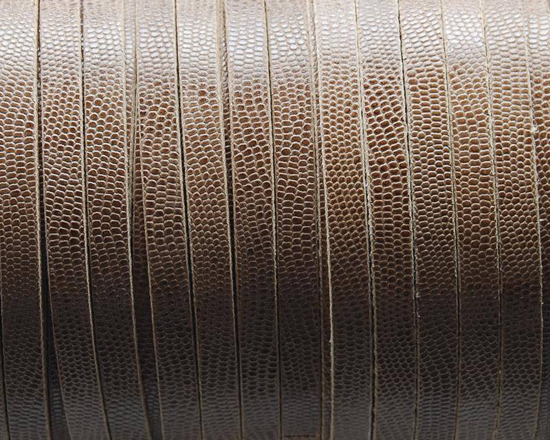 Flat Leather cord. 3x2mm. Engraved. Camel. Best.