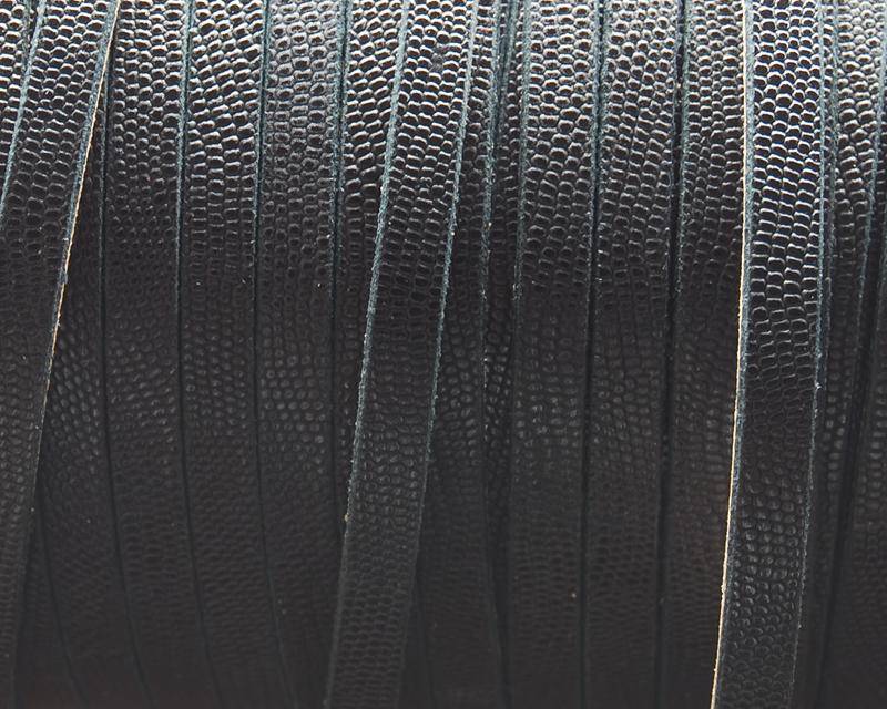 Flat Leather cord. 3x2mm. Engraved. Black. Best Quality.