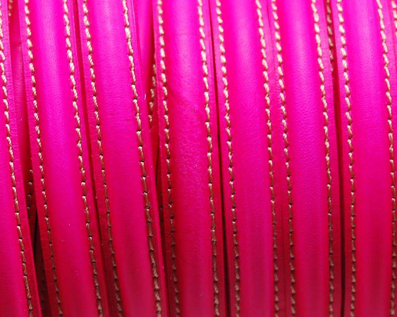 Half Round Leather cord. 10mm. Fluorescent fuchsia. Best Quality. .