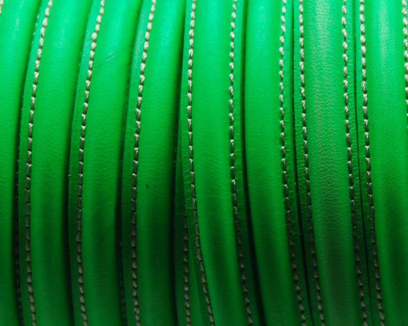 Half Round Leather cord. 10mm. Fluorescent green. Best Quality.