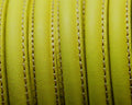Leather cord. Half Round. 10mm. Fluorescent yellow. Best Quality.
