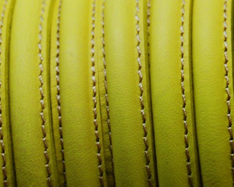 Leather cord. Half Round. 10mm. Fluorescent yellow. Best Quality.
