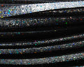 Flat Leather cord. 6x2mm. Silver glitter. Best Quality.