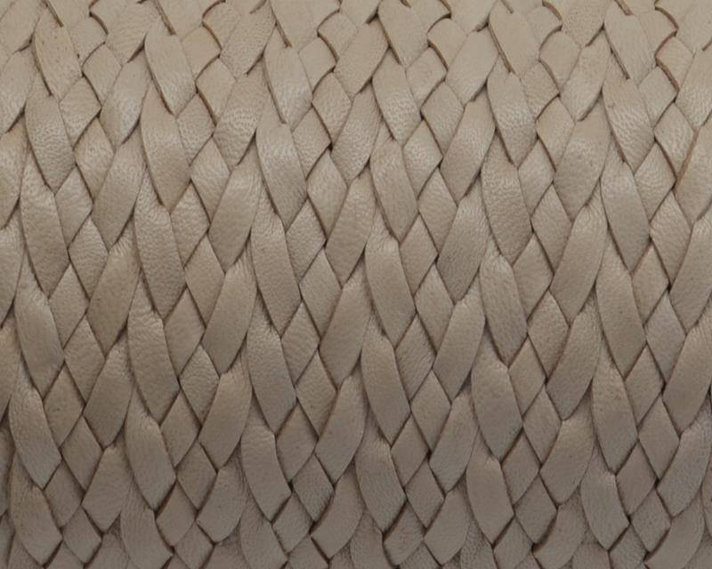 Bolo Braided Flat Leather Cord. 10x1.2mm.Beige. Best Quality.