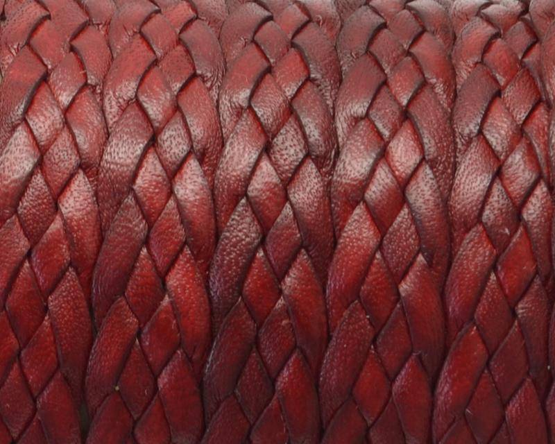 Bolo Braided Flat Leather Cord. 10x1.2mm. Dark red. Best Quality.
