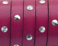 Flat Leather cord with tacks.10x2mm.Fuchsia-Silver Color.Best Qual.