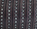Flat Leather cord with strass. 8x3mm. Dark brown- crystal strass. Best Quality.