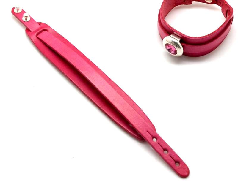 Leather Bracelet. 25x215mm. Fuchsia. Best Quality.