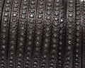 Flat Leather cord with strass. 6.5x3mm. Dark brown-crystal strass. Best Quality.