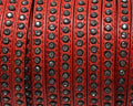 Flat Leather cord with strass. 6.5x3mm. Red-crystal strass. Best Quality.