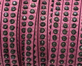 Flat Leather cord with strass. 6.5x3mm. Pink-crystal strass. Best Quality.