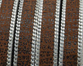 Flat Leather cord with chain. 10x2mm. Brown-silver. Best Quality.