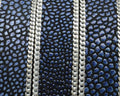 Flat Leather cord with chain. 15x2mm. Ray. Navy blue-silver.Best Q.