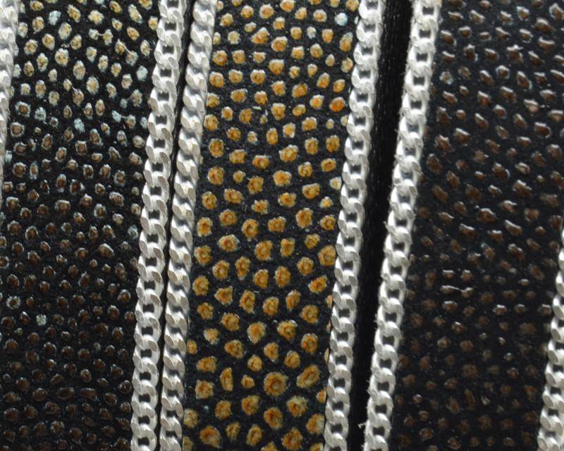 Flat Leather cord with chain. 15x2mm.Ray.Brown-silver.Best Quality.