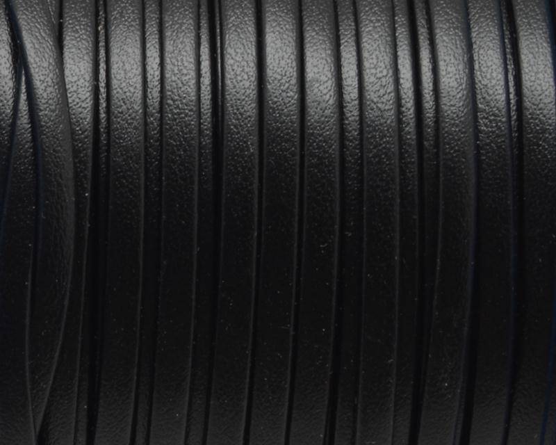 Flat Round Leather Cord. 3mm. Black. Best Quality.