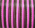 Flat Stitched leather cord. 10x2cm. Dark brown-fuchsia . Best Quality.
