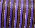 Flat Stitched leather cord. 10x2cm. Dark brown-violet . Best Quality.
