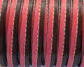 Flat Stitched leather cord. 10x2cm. Dark brown-red. Best Quality.