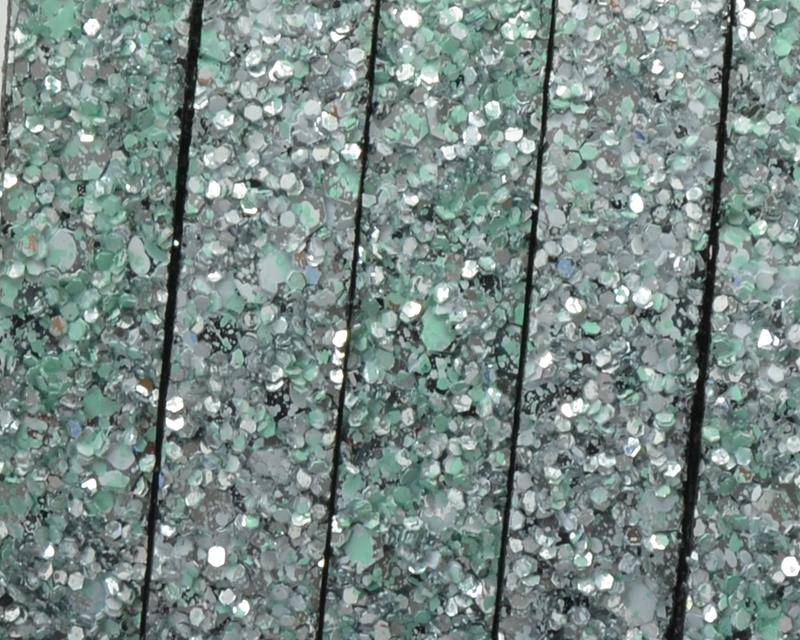 Synthetic Strand. Flat. 10x2mm. Silver-green. Best Quality.