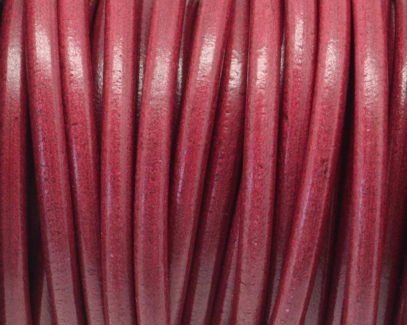 Round Leather cord. 5mm. Garnet. Best Quality.