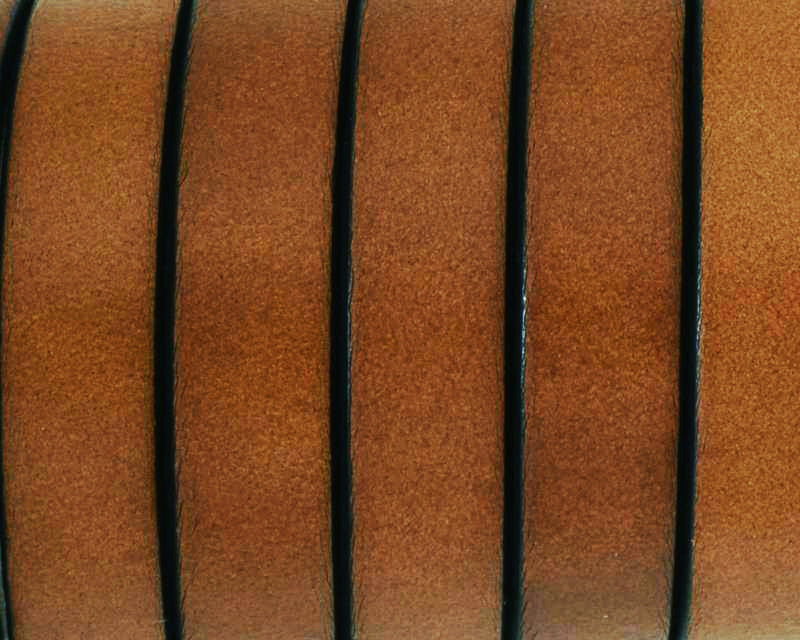 Flat Leather cord. 10x1.5mm. Light brown2-black. Best Quality.