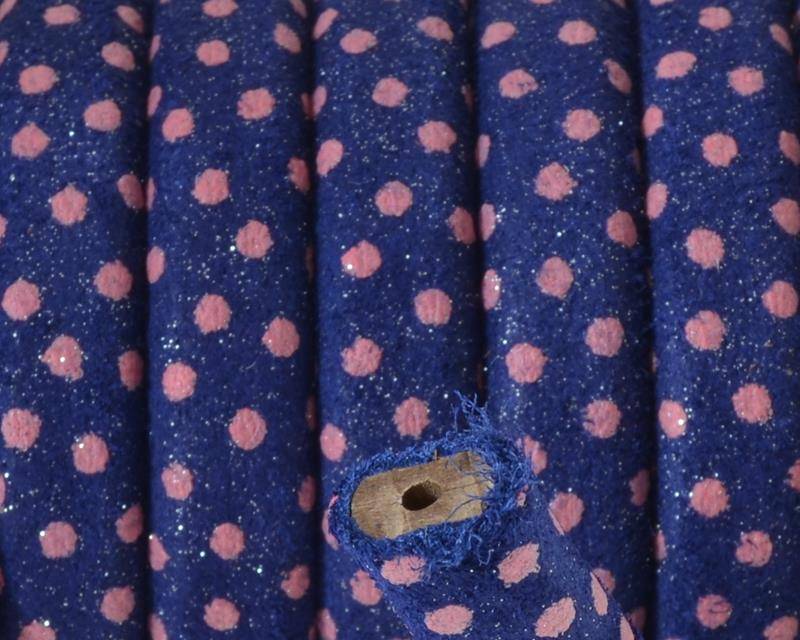 REGALIZ leather cord. Oval 10x6mm. Moles. Navy blue-pink. Inn.1.5mm. Best Quality.